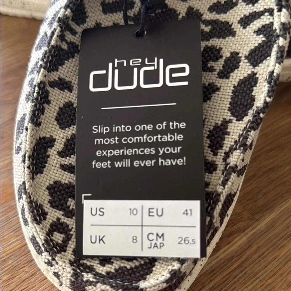 Hey Dude Wendy Cheetah Grey Men’s 10 NWT 🖤🐆 🩶🤍